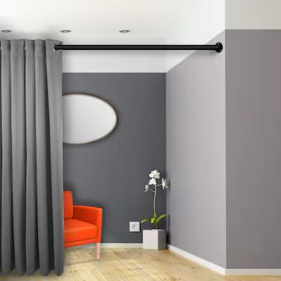 Rod Desyne 84-in L x 1.5-in H Extendable Black Metal Closet Rod with Hardware