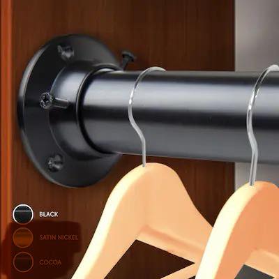 Rod Desyne 84-in L x 1.5-in H Extendable Black Metal Closet Rod with Hardware