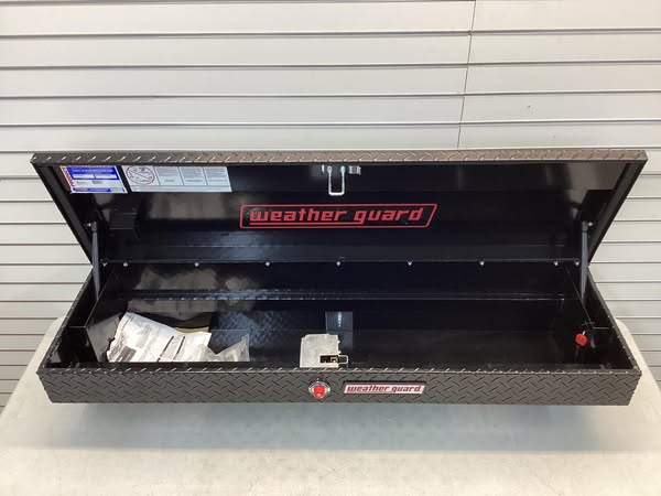Weather Guard 56 in. Gloss Black Aluminum Lo- Side Truck Tool Box