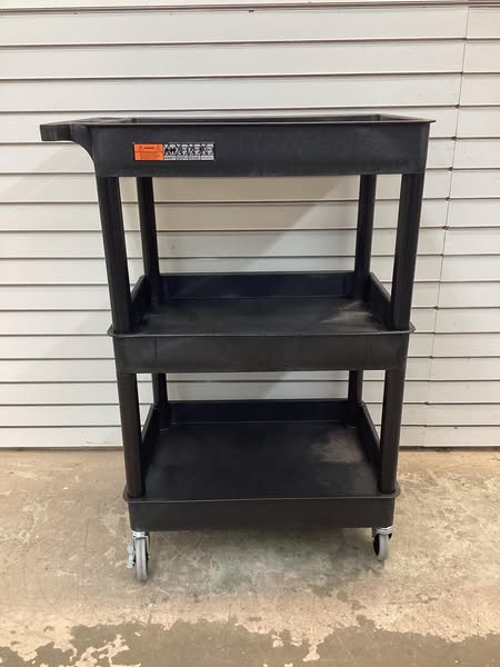 Luxor Utility Cart with Deep Lipped Plastic Shelves: 300 lb Load Capacity, 24 in x 18 in