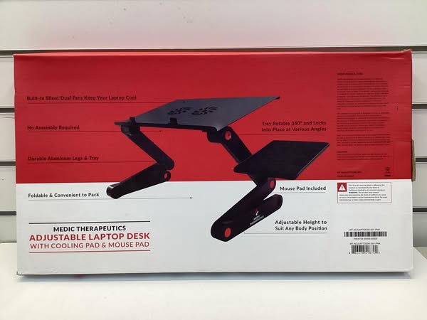 Medic Therapeutics Adjustable Laptop Desk With Cooling Pad & Mouse Pad