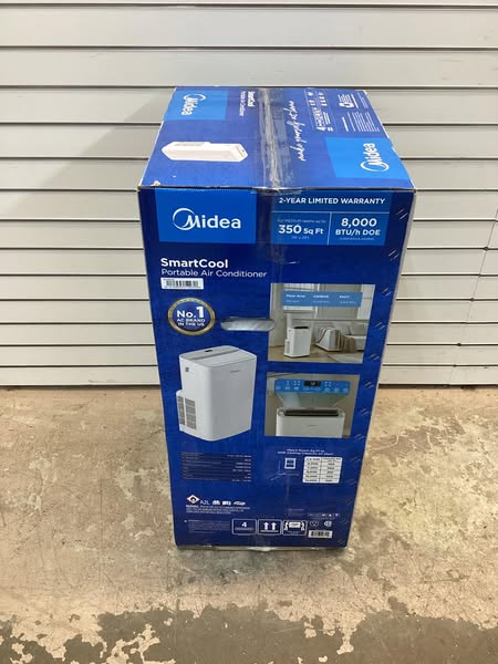Midea 8,000 DOE, 12, 000 BTU ASHRAE SmartCool Portable Air Conditioner, For spaces up to 350 Sq. Ft