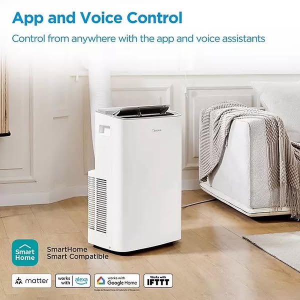 Midea 8,000 DOE, 12, 000 BTU ASHRAE SmartCool Portable Air Conditioner, For spaces up to 350 Sq. Ft