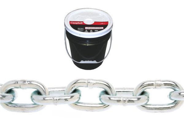 5/16" Grade 30 Proof Coil Chain, Zinc Plated, 92' per Round Pail