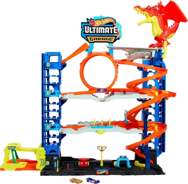 Hot Wheels City Ultimate Garage Playset: Plastic Toy Vehicle Set, Includes Car, Non-Powered, Adult Assembly Required, Ages 4+