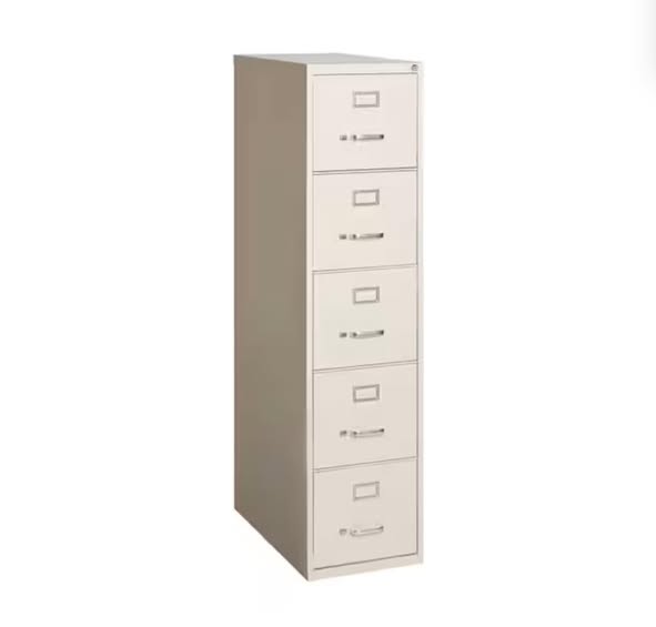 Hirsh 26.5 in. D 5-Drawer Putty Metal Letter Width 15 in. W Vertical File Cabinet, Commercial Grade