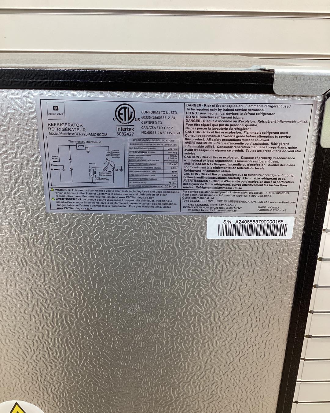 Artic Chef 2 Door Apartment Size Refrigerator with Freezer, Stainless