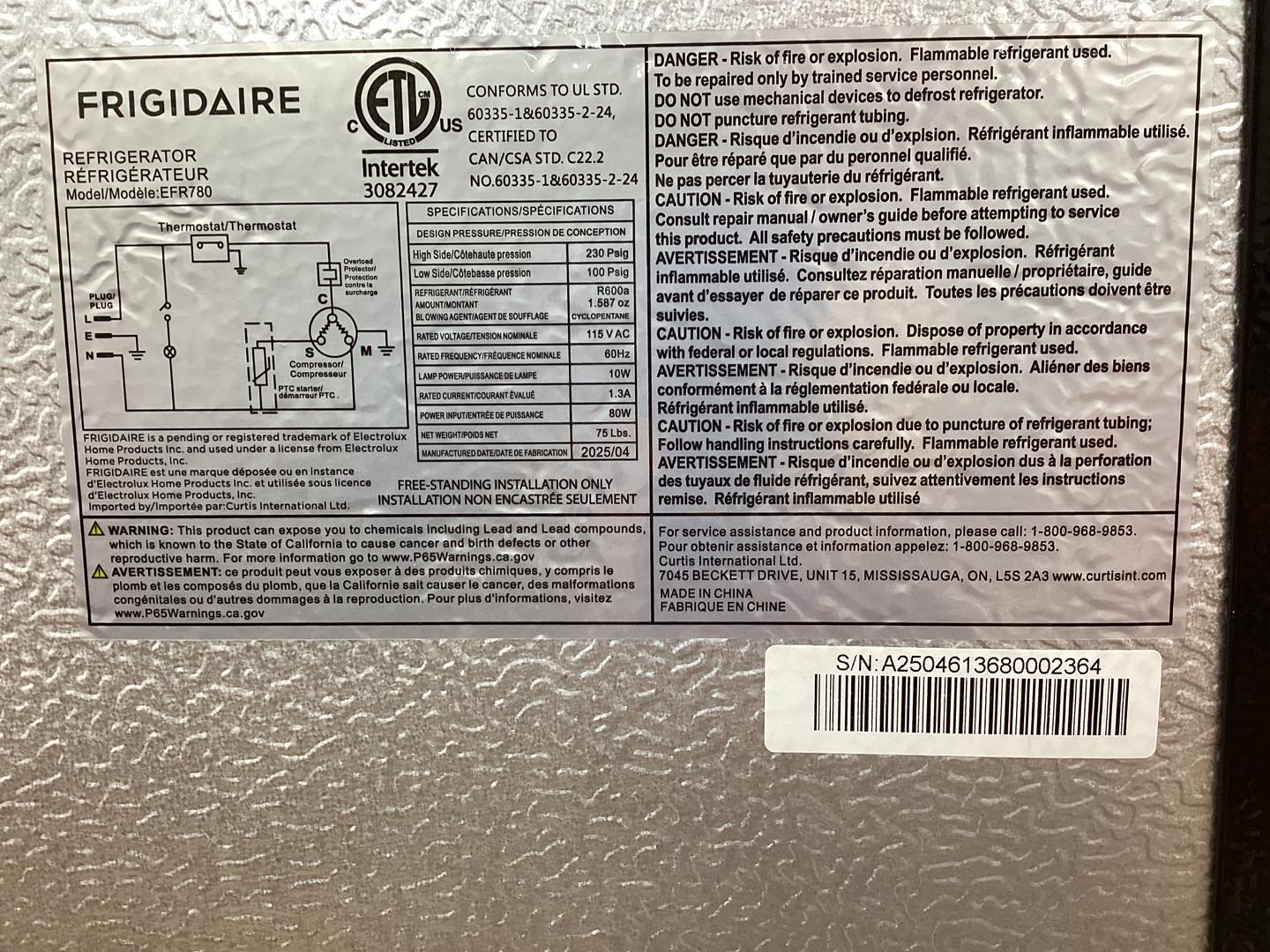 Frigidaire 7.5 cu. ft. Mini Refrigerator with Top Freezer