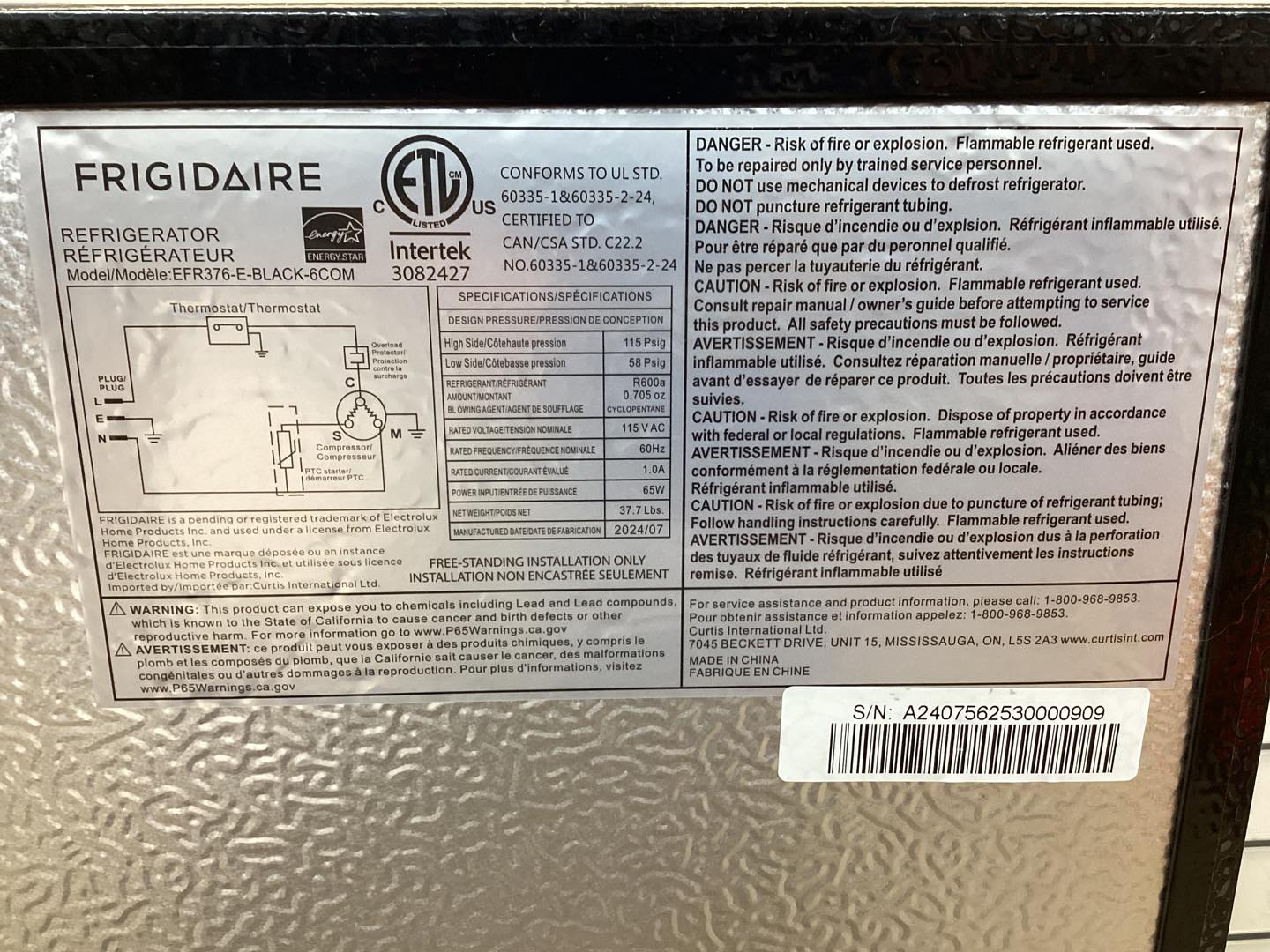 Frigidaire 3.2 Cu. ft. Retro Compact Refrigerator with Side Bottle Opener, Black