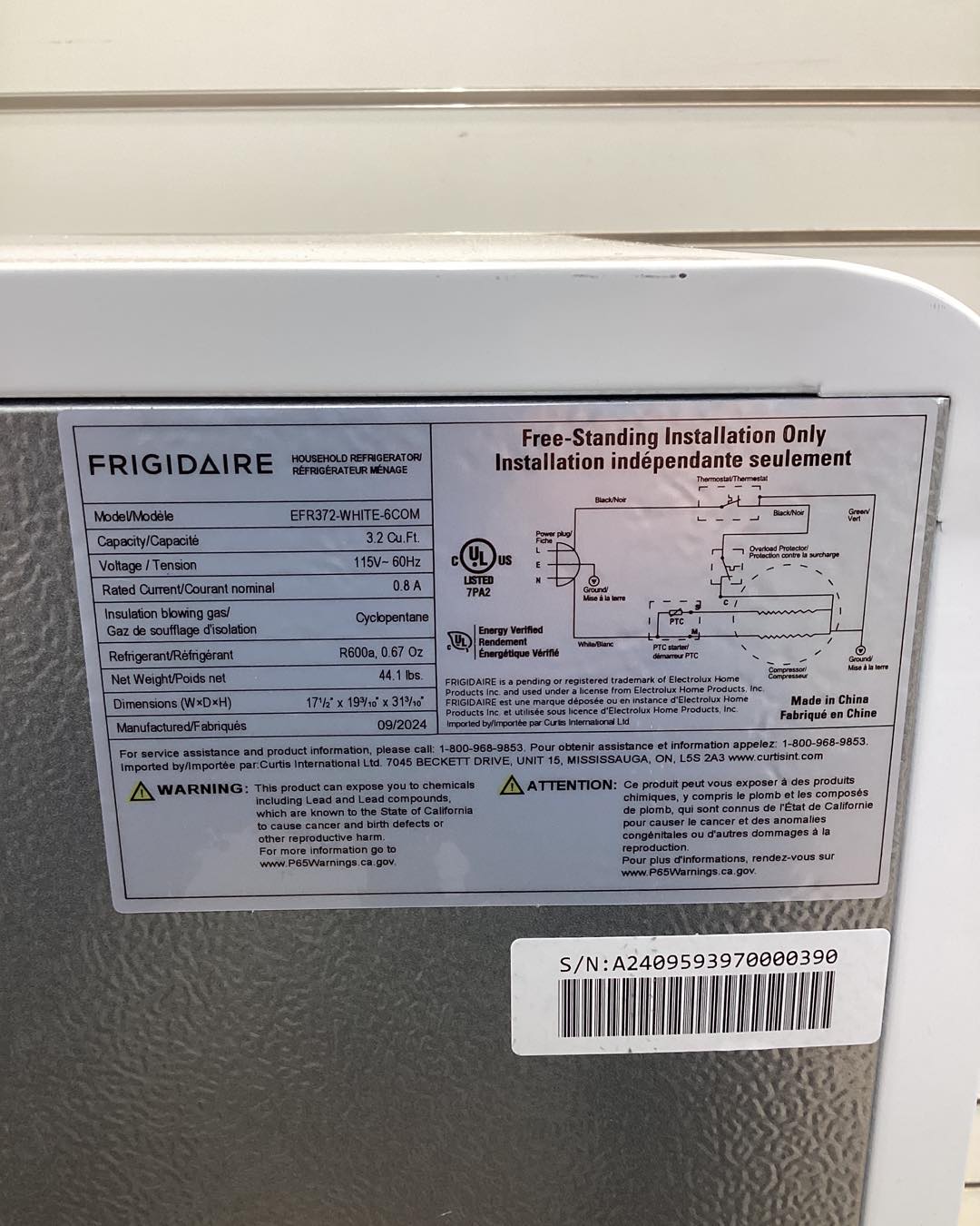 Brand New Frigidaire 3.2-cu ft Mini Fridge