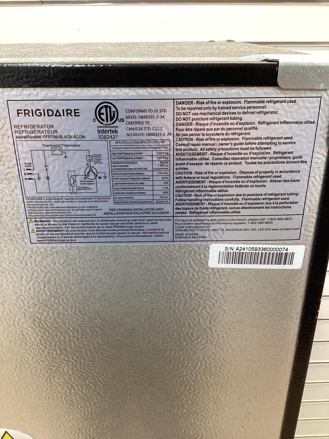Frigidaire 7.5 cu ft Mini Refrigerator with Top Freezer and Chrome Handles in Black