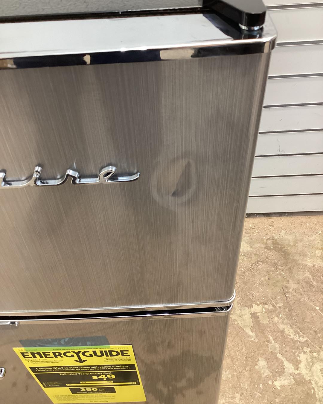 Frigidaire 3.2 cu. ft. Retro 2-Door Mini Refrigerator in Platinum Design with Top Freezer