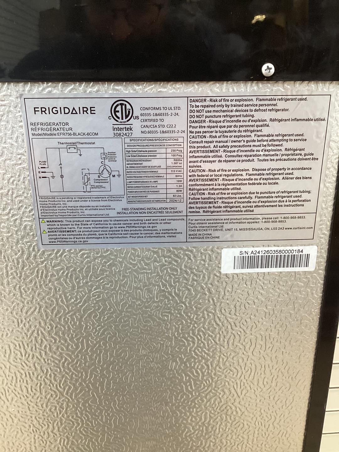 Frigidaire 7.5 cu. ft. Mini Fridge in Black with Rounded Corners and Top Freezer