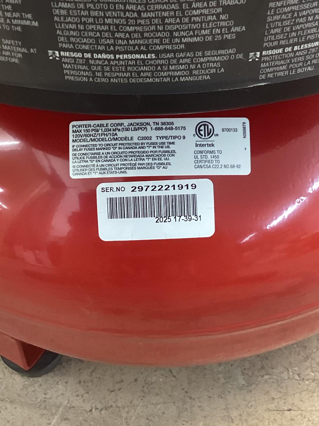 Porter-Cable 6 Gal. 150 PSI Portable Electric Pancake Air Compressor