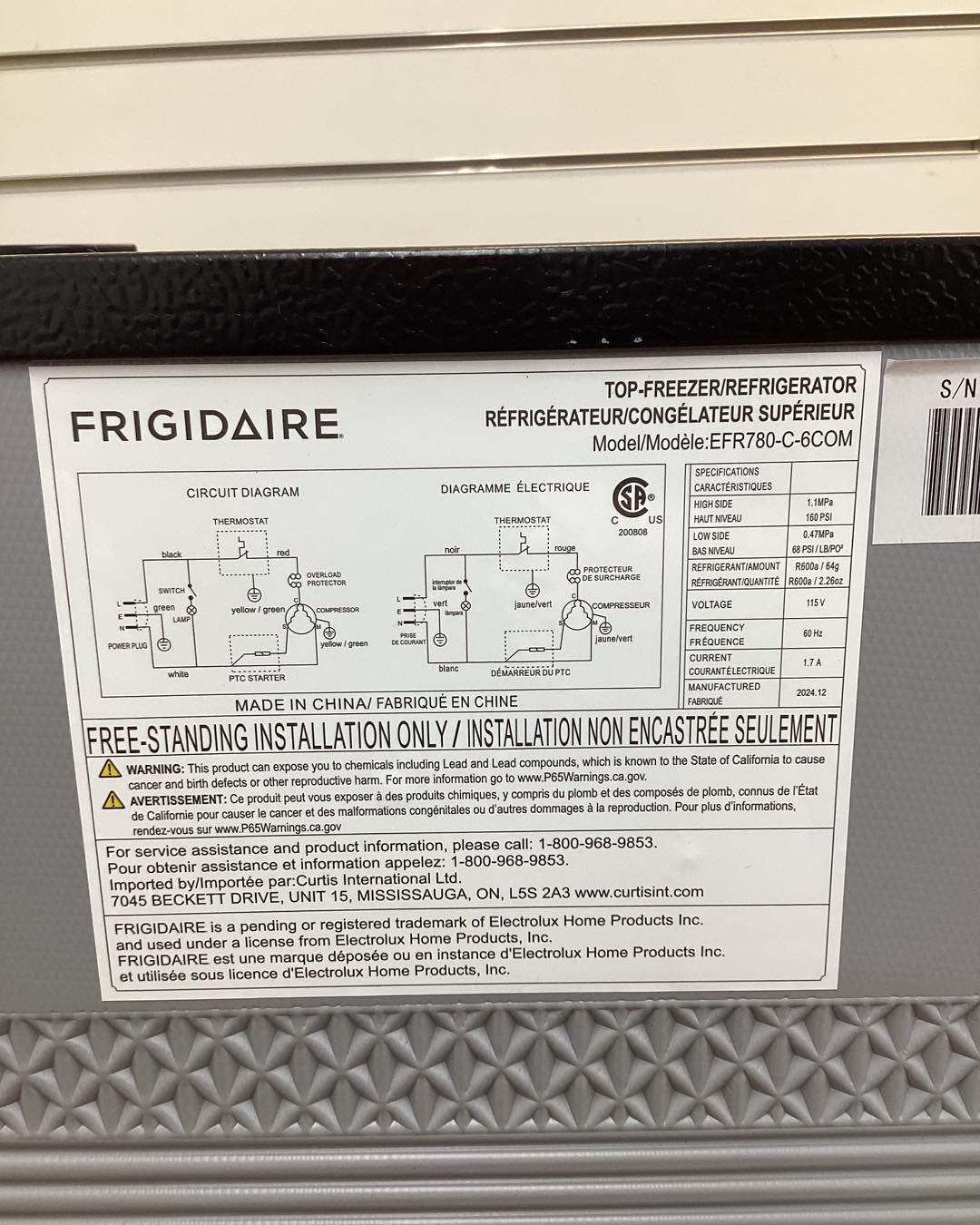 Frigidaire 7.5 cu. ft. Mini Refrigerator with Top Freezer in Stainless Look