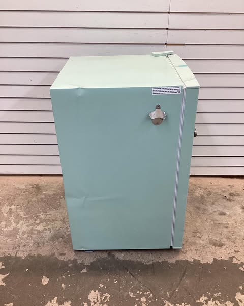 Frigidaire 4.5cu. ft. Mini Refrigerator Retro Style in Sage Green Color with Side Bottle Opener