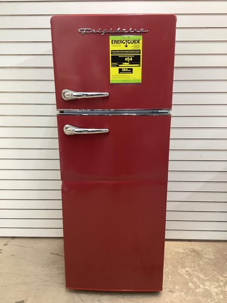 Frigidaire 7.2 cu. ft. Retro Top Freezer Refrigerator in Red with Chrome Handle and Trim
