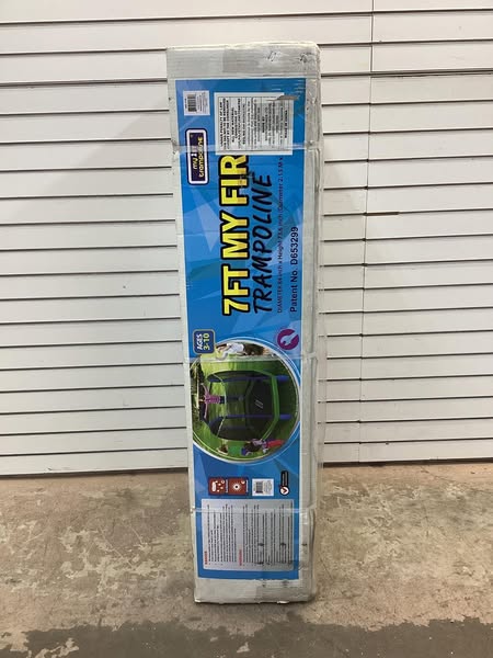 My First Kids Trampoline with Safety Enclosure Net and Foam Pad, 7FT Round