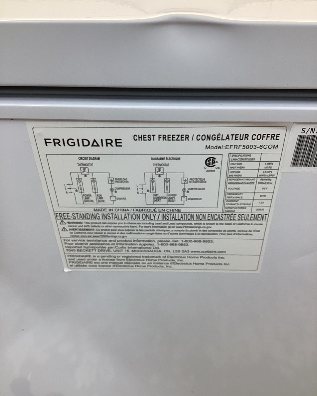 Frigidaire 5.0 Cu. ft. Chest Freezer, White