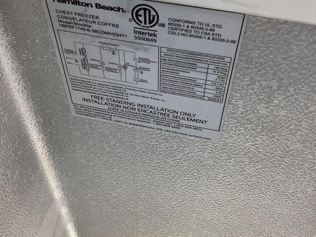Hamilton Beach 66.3 in. 17 cu. ft. Manual Defrost Chest Freezer in White