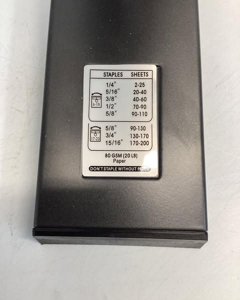 Manual Stapler: 200 Sheet Capacity, 2 1/2 in Throat Dp - Max, 210 Staple Capacity