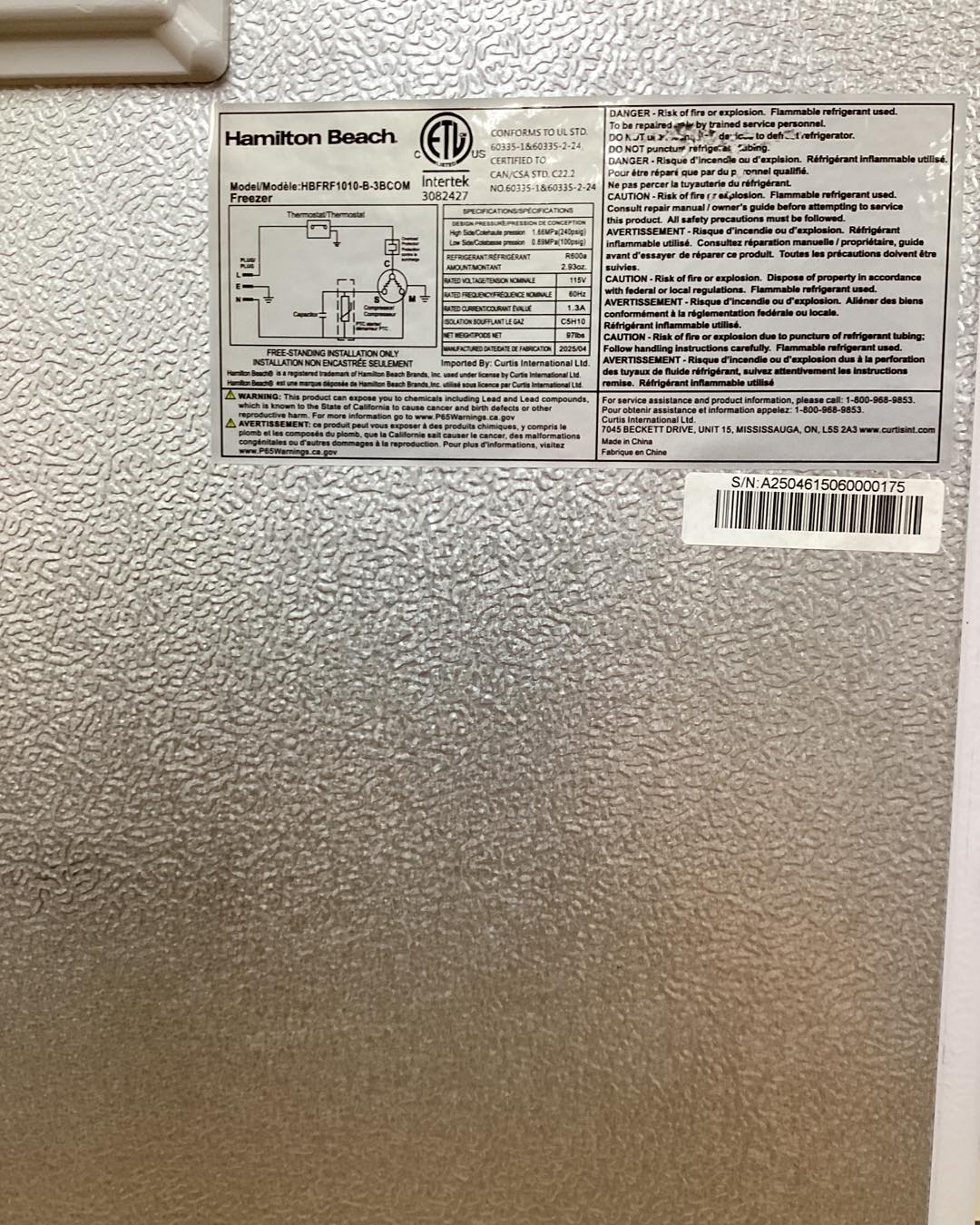 Hamilton Beach, 10.1 cu. Ft. Upright Freezer, White