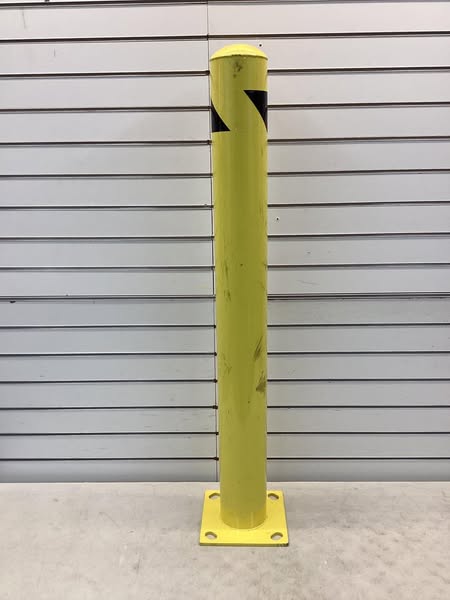 Bollard: Bolt-On, 42 in Install Ht, 4 1/2 in Dia, Carbon Steel, Yellow