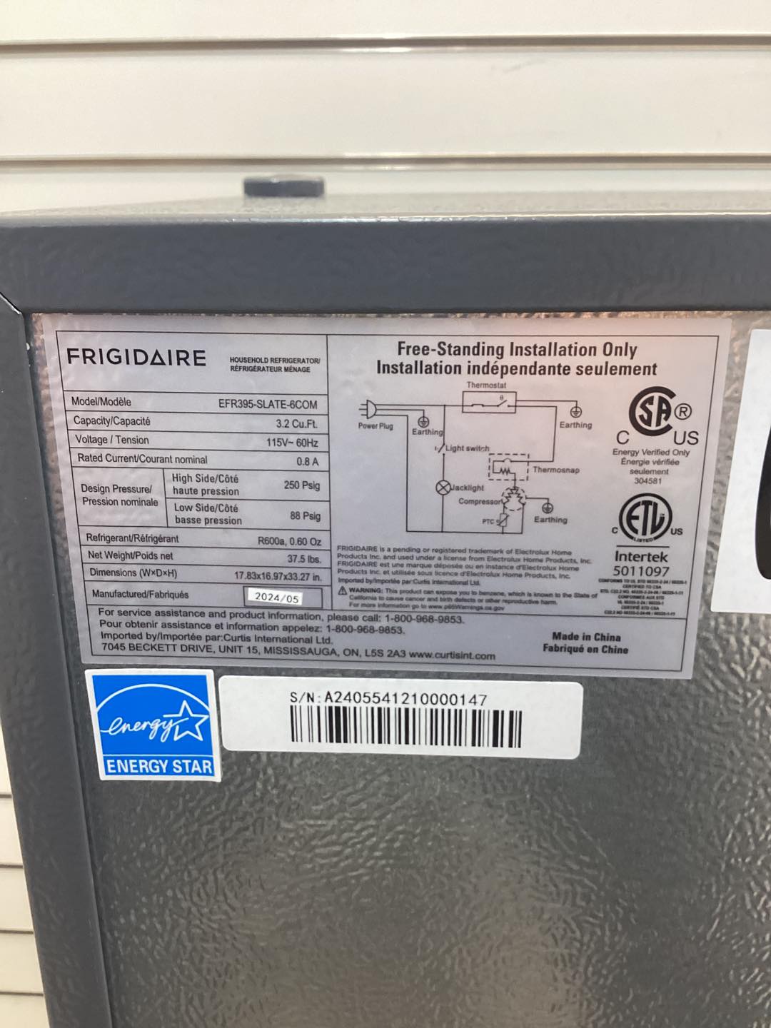 Frigidaire 3.2 cu. ft. Sleek Mini Refrigerator in Gray with Recessed Handle and Reversible Door