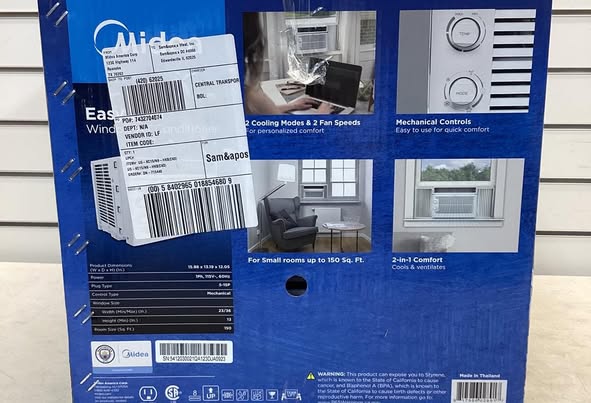 Midea 5,000 BTU Room Window Air Conditioner, Mechanical Control, DOE, For Spaces up to 150 Sq. Ft., MAW05M1YWT