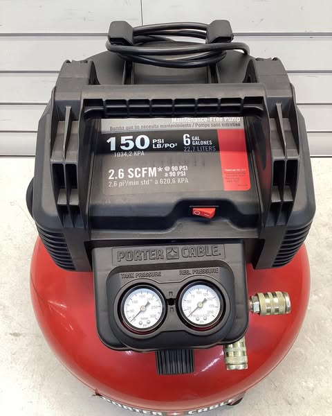 Porter-Cable 6 Gal. 150 PSI Portable Electric Pancake Air Compressor - Lightly Used