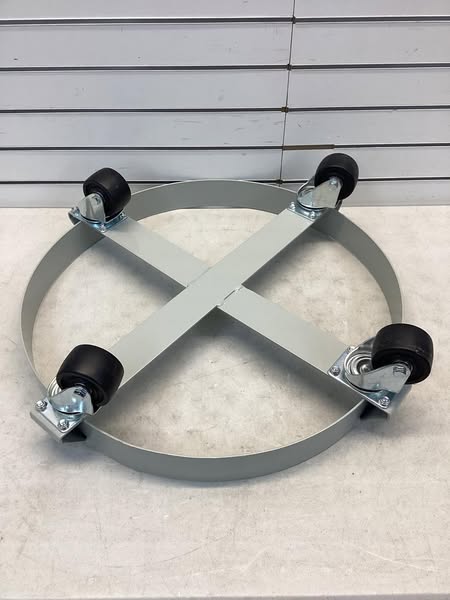 Drum Dolly: 1,000 lb Load Capacity, For 55 gal Container Capacity, Round, (4) Swivel Wheels