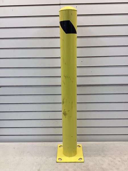 Bollard: Bolt-On, 42 in Install Ht, 4 1/2 in Dia, Carbon Steel, Yellow
