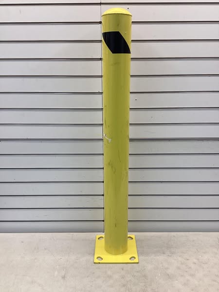 Bollard: Bolt-On, 42 in Install Ht, 4 1/2 in Dia, Carbon Steel, Yellow