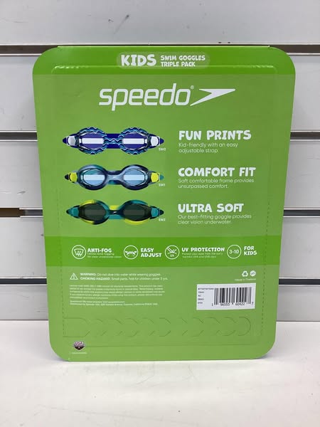 Speedo Kids Swim Goggles 3-Pack – Flexible Leak-Proof Fit, Ages 3-10, Comfortable & Durable Swimming Goggles (Boys)