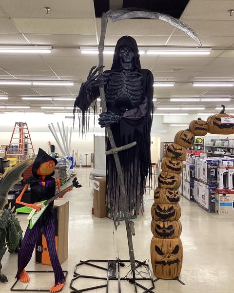 Home Accents Holiday 12 ft. Grave & Bones Giant-Sized Color Changing Animated LED Levitating Reaper