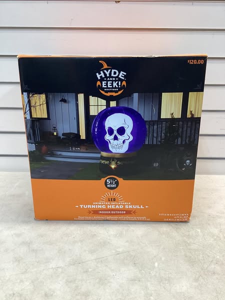 5.5' LED Animated Turning Skull Globe Halloween Inflatable Yard Decoration