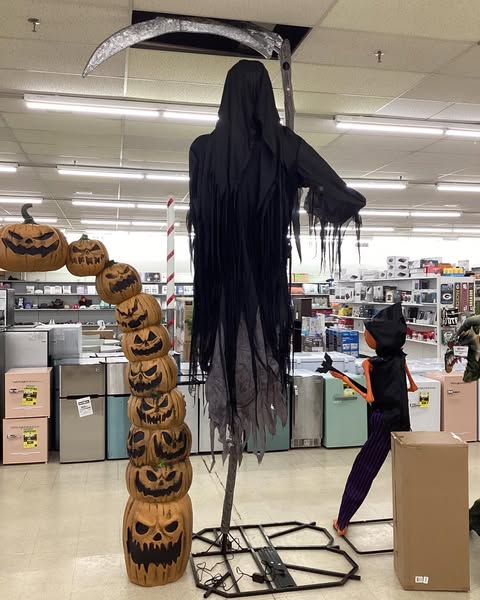 Home Accents Holiday 12 ft. Grave & Bones Giant-Sized Color Changing Animated LED Levitating Reaper