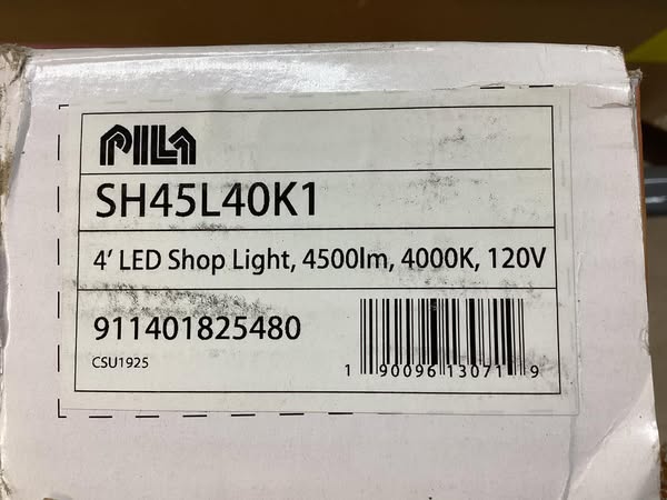 PILA LED Low Bay Fixture, 4500 lm, 120V Model# SH45L40K1