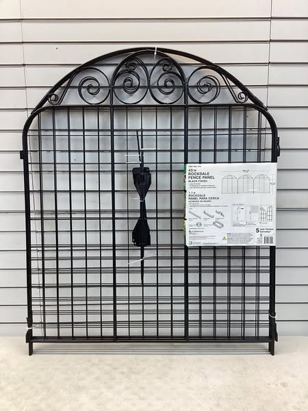 Vigoro Rockdale 43.8 in. Black Steel Fence Panel (3-Pack)