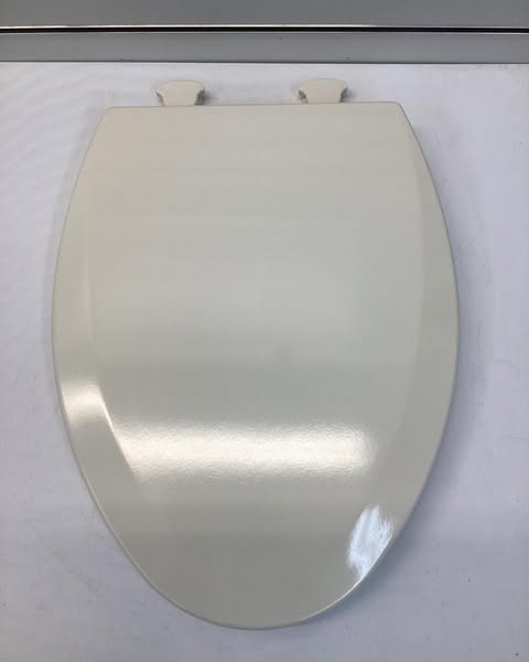 BEMIS Elongated Enameled Wood Removes for Easy Cleaning Toilet Seat in Biscuit