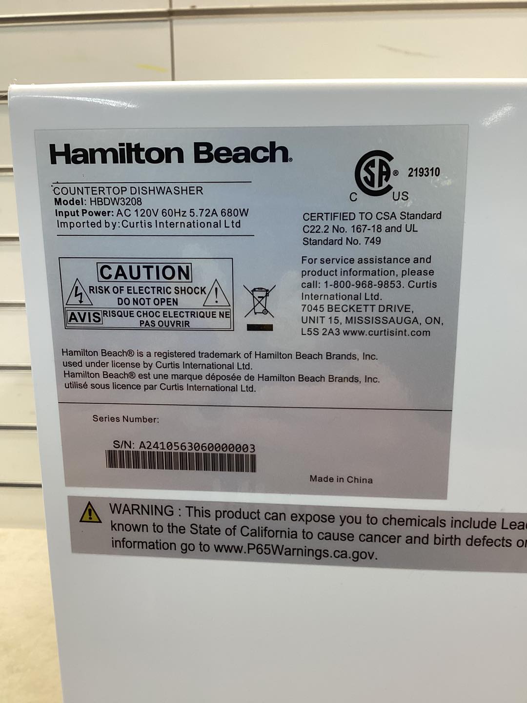 Hamilton Beach 20-in Portable Freestanding Dishwasher (White), 47-dBA Very Quiet Sound Level