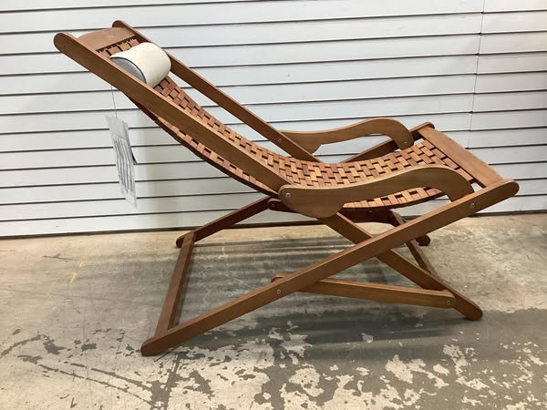 Outdoor Interiors Folding Eucalyptus Swing Outdoor Lounge Chair with Head Pillow