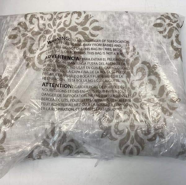 Nagano Taupe Medallion Sheer Rod Pocket Curtain, 54 in. W x 96 in. L (Set of 2)