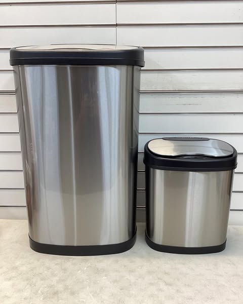 Nine Stars Automatic Kitchen Trash Can Combo, 13 Gallon + 3 Gallon Stainless Steel, Motion Sensor Hands-Free Soft-Close Lid Garbage Bin