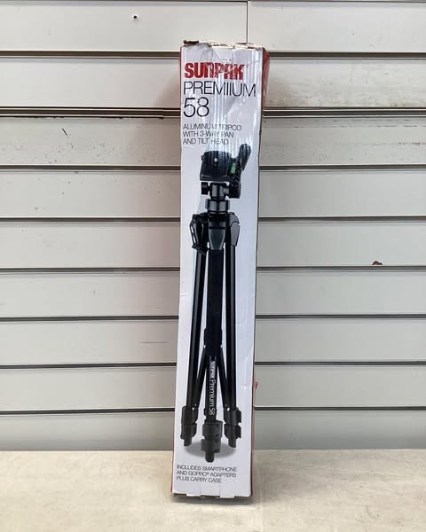 Sunpak 5800DLX 58" Tripod for Cameras Smartphones and GoPro - Black: Universal Mount