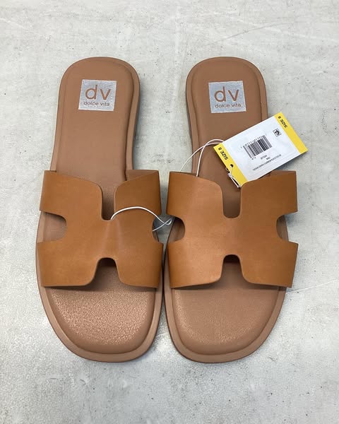 DV Dolce Vita Women's H-Band Slide Sandal, Size 8, Color Brown