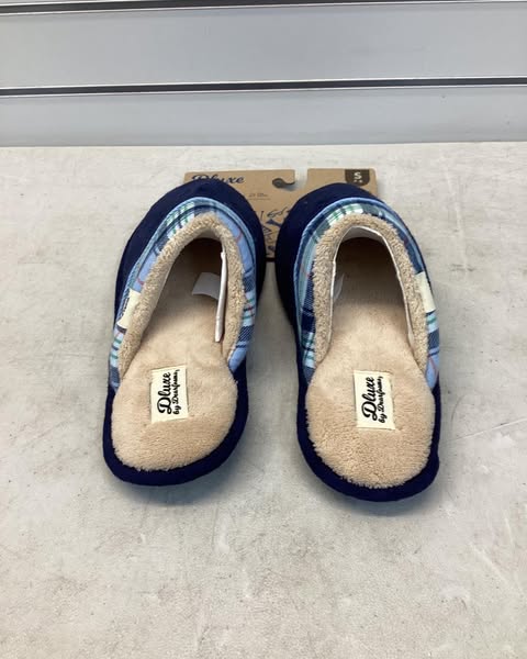 Dearfoams Memory Foam Men’s Comfy Slippers Navy Blue Size Small (7/8)