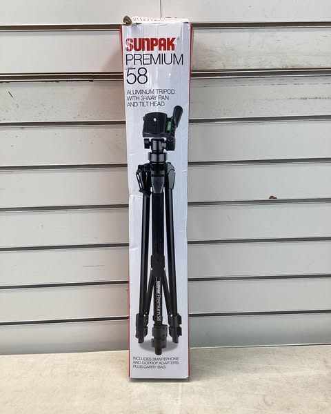 Sunpak 5800DLX 58" Tripod for Cameras Smartphones and GoPro - Black: Universal Mount