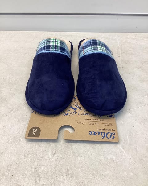 Dearfoams Memory Foam Men’s Comfy Slippers Navy Blue Size Small (7/8)