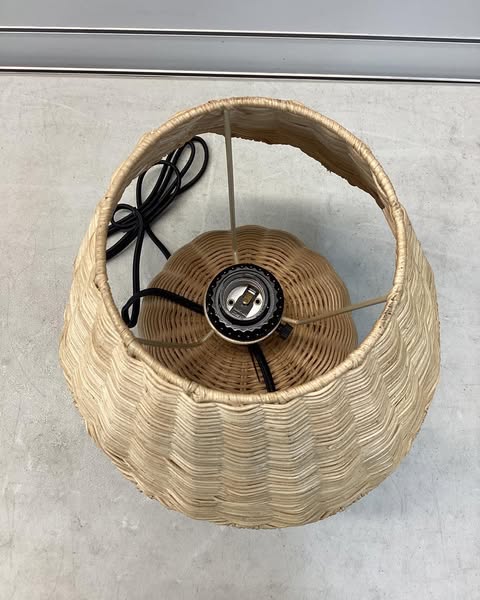 Threshold Table Lamp with Woven Base and Woven Shade